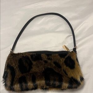 H&M Leopard Print Faux Fur Shoulder Bag